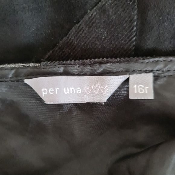 Per Una Midi Skirt Size 16R Black Flippy Panelled Glen Check Cord Lace Boho - Picture 15 of 15